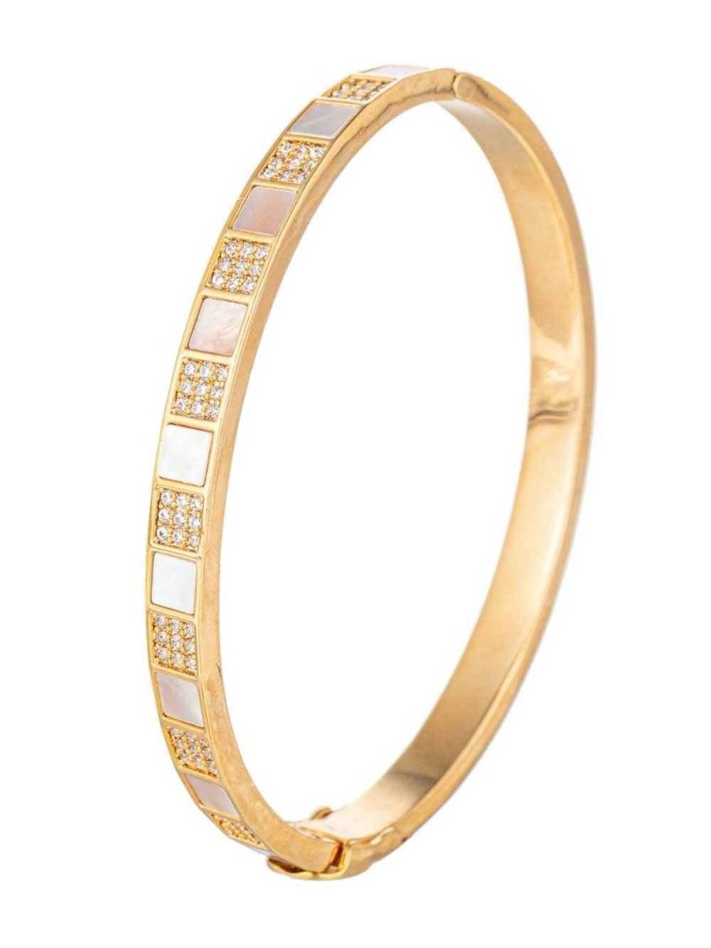 Gold Tone Titanium & CZ Crystal Bangle Cuff Bracelet with Inlay Design Jewelry